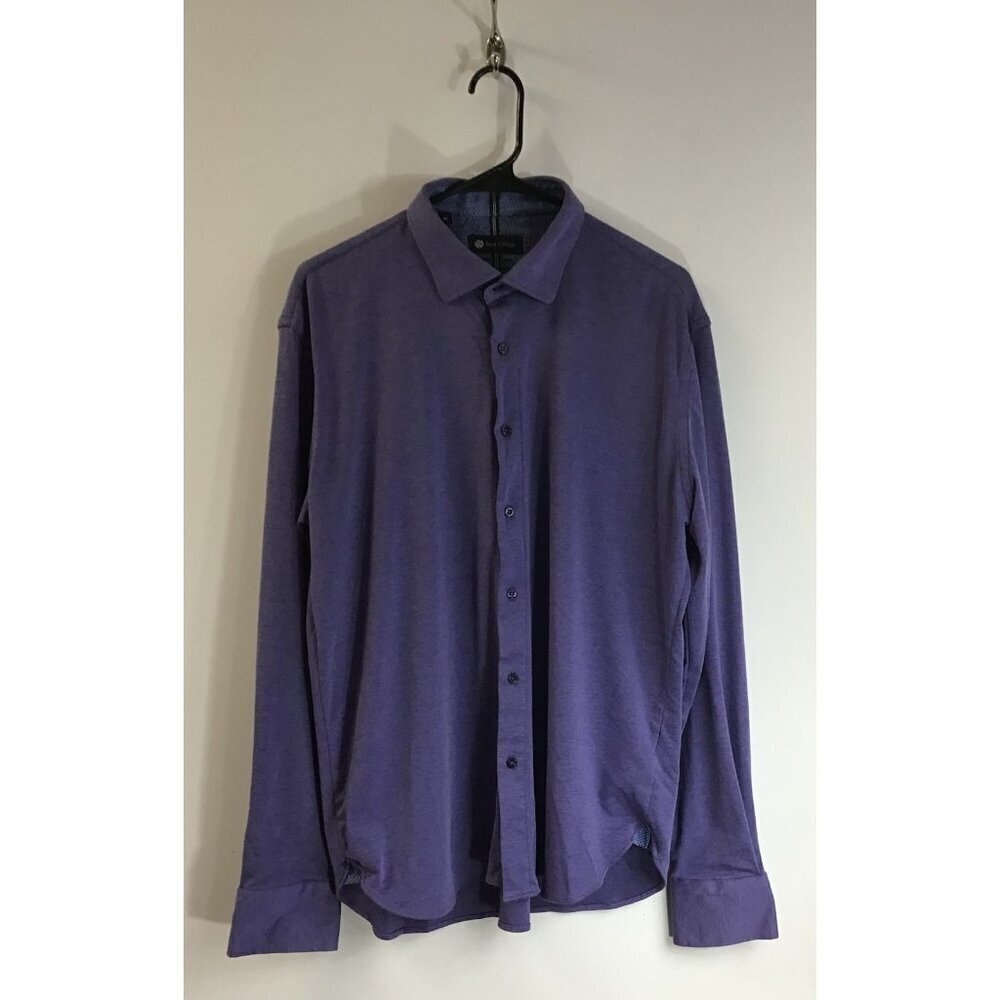 Max Colton Sexy Flip Cuff Shirt Size XL Blue/Purple Long Sleeve Button Up 💜